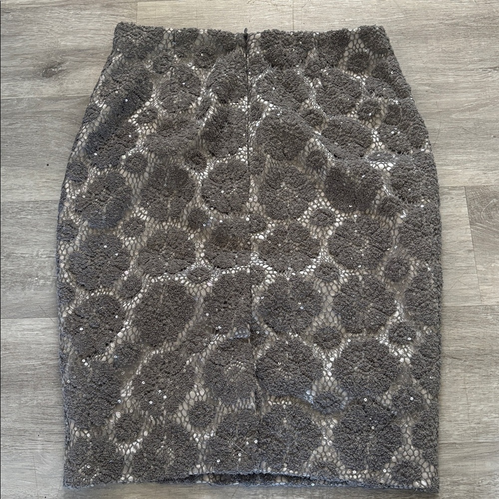 NWT Ann Taylor Silver Lace Overlay Sz 2 mini skirt - Picture 7 of 7